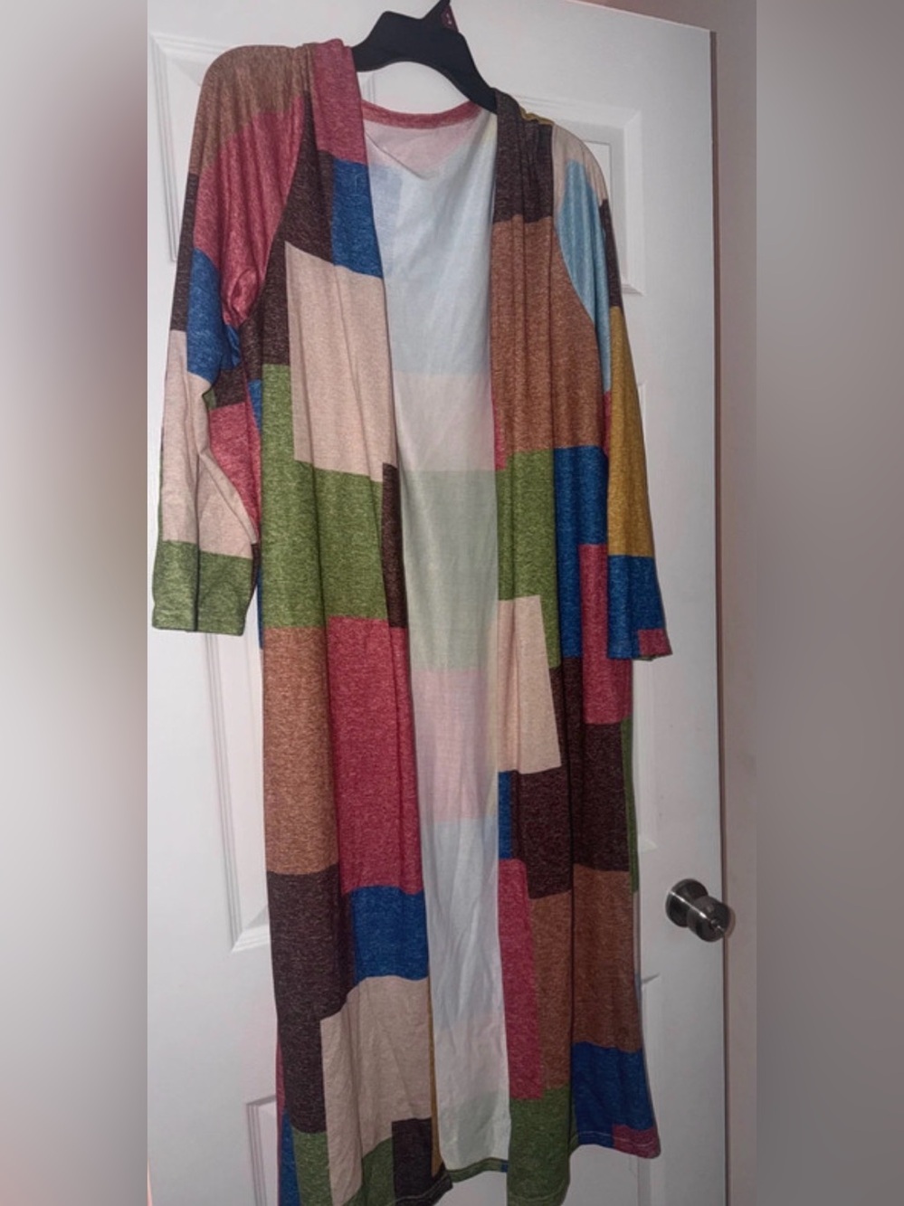 Women's Multicolor Block-Pattern Open-Front Cardigan